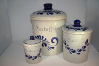 (Bild für) Set grau blau Kartoffel Zwiebel Knobi grade ohne Henkel