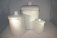 (Bild für) Set weiss matt Kartoffel Zwiebel Knobi grade ohne Henkel