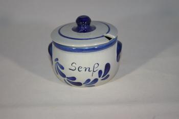 Senftopf grau blau groß