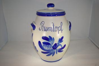 Rumtopf 3 Liter grau blau Salzglasur