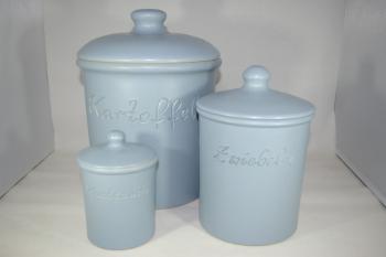 Set Fjordblau  Kartoffel Zwiebel Knobi grade ohne Henkel