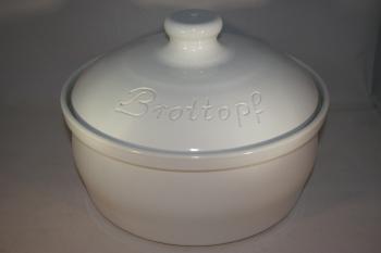 Brottopf rund 30 cm weiss glänzend ohne Henkel