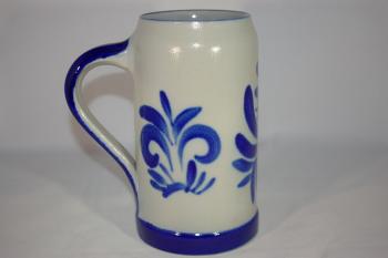 1 Liter Maßkrug Salzglasur grau blau